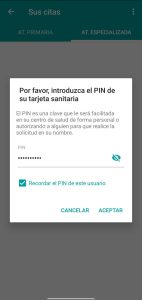 APP Salud Informa, PIN