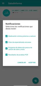 APP Salud Informa, notificaciones